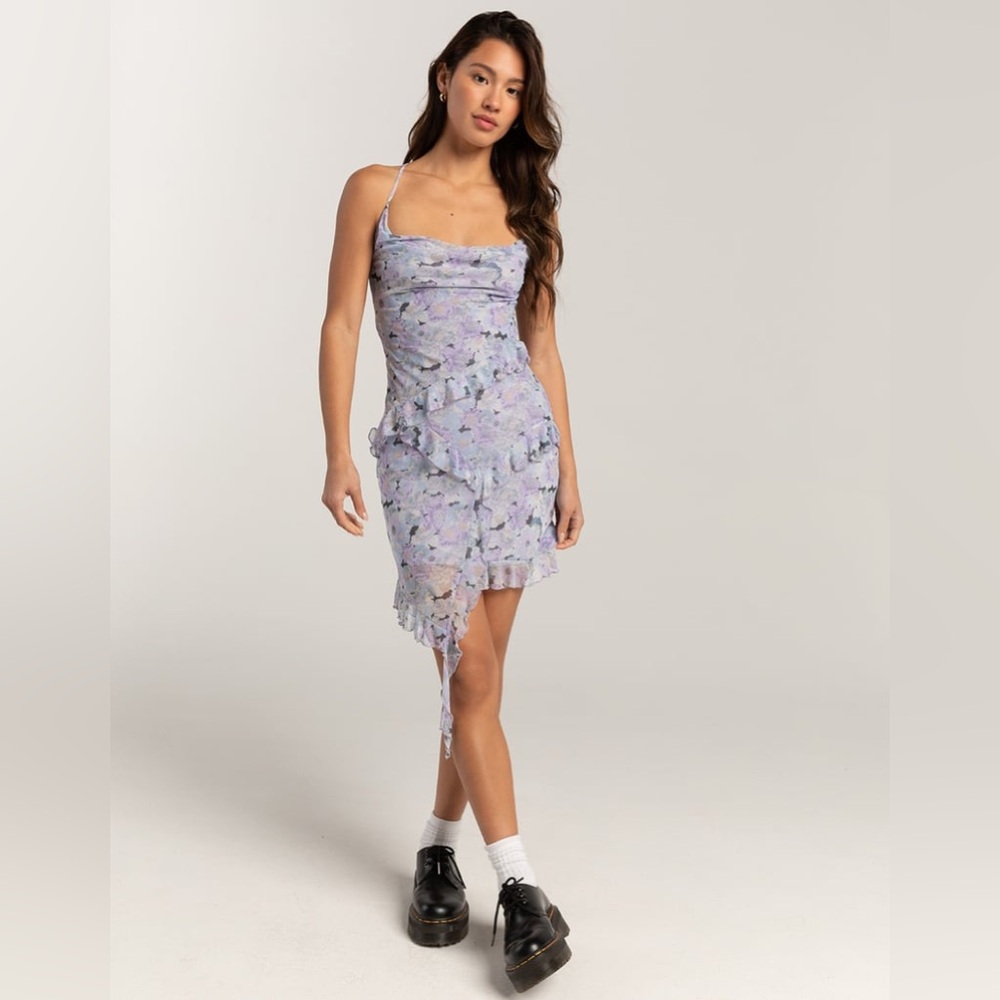 NWT Full Tilt Waterfall Mesh Printed Womens Slip Dress - Picture 2 of 14